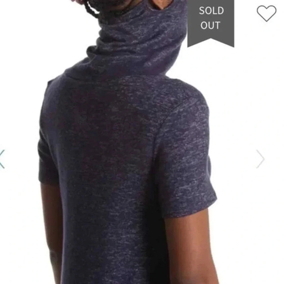 Bobeau Cowl Neck Midi Dress Size Medium Navy Blue With Built-In Face Cover Cozy - Picture 4 of 11